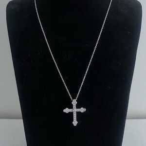 NEW Diamonique Cross Diamond Pendant Necklace